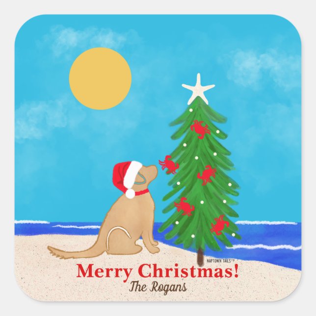 Santa Golden Dog Christmas Wishes Custom Stickers (Devant)