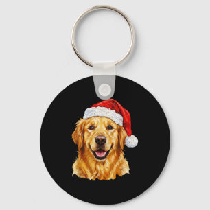 Santa Golden Retriever Christmas Golden Retriever Keychain