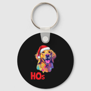 Santa Golden Retriever Dog There's Some Hos In Thi Keychain