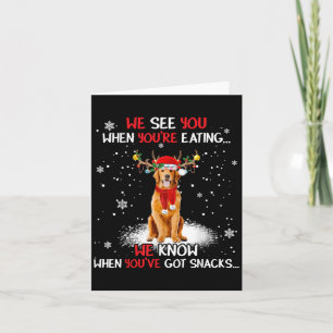 Santa Golden Retriever Reindeer Light Christmas Pa Card