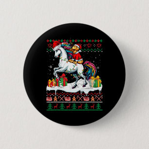 Santa Golden Retriever Riding Unicorn Christmas Sw 2 Inch Round Button