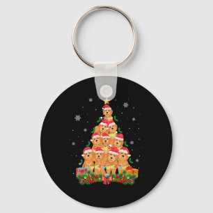 Santa Goldendoodle Dog Tree Christmas Pet Animal D Keychain