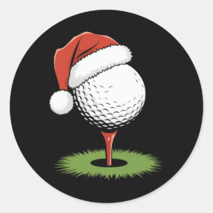 Santa Golf Ball For Christmas Golf Ball Christmas  Classic Round Sticker