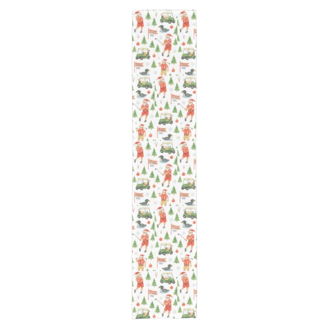 Santa Golf Christmas Golfing in Minnesota Short Table Runner (Front)