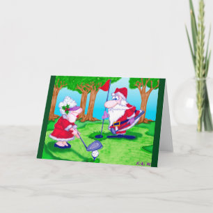 Santa Golf Christmas Greeting Card