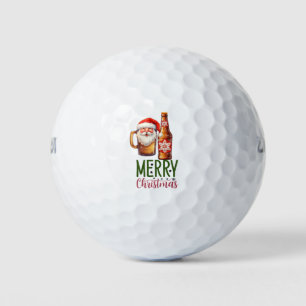   Santa  golfer Christmas   golf and beer funny  Balls