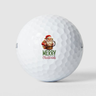   Santa  golfer Christmas   golf and beer funny  Balls