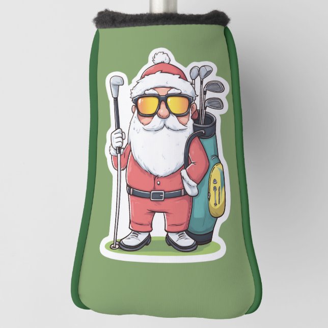 Santa Golfing Christmas Fun Golf Head Cover (Rotate 90)