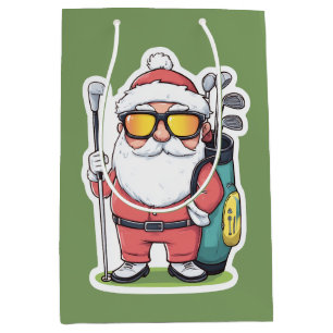 Santa Golfing Christmas Fun Medium Gift Bag