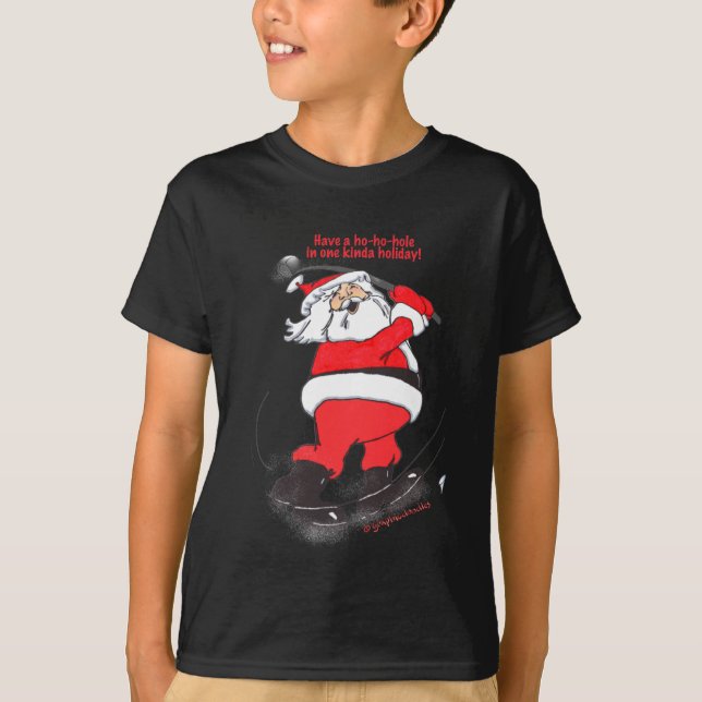 Santa golfing Christmas gifts. T-Shirt (Front)