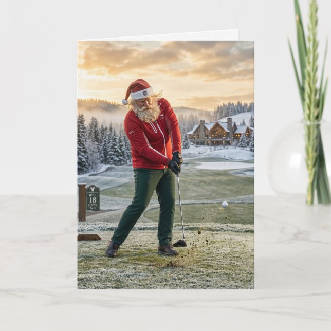 Santa Golfing Funny Christmas Card (Front)