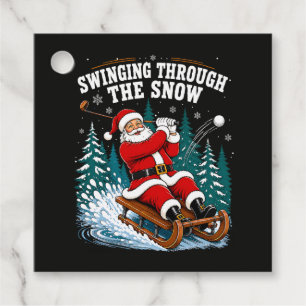 santa golfing merry christmas golfer favour tags