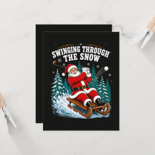 Santa Golfing Merry Christmas Golfer Invitation