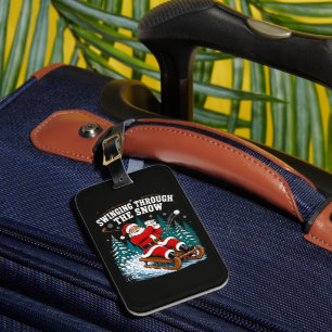 Santa Golfing Merry Christmas Golfer Luggage Tag
