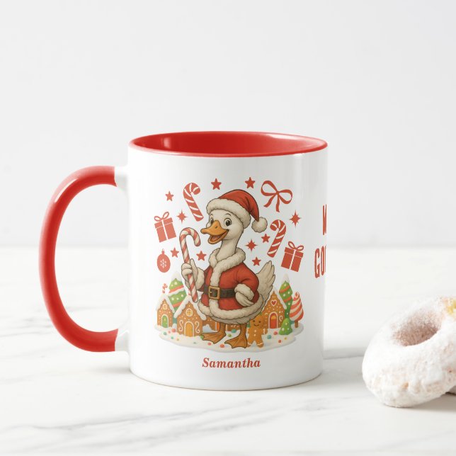 Santa Goose Christmas Mug (With Donut)