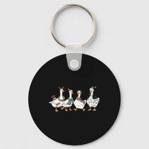 Santa Goose On The Loose Merry Goosemas Christmas Keychain