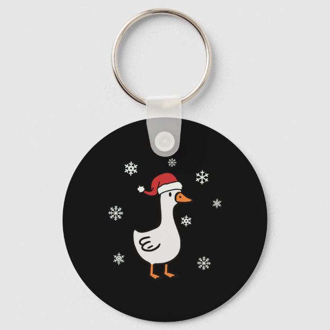 Santa Goose On The Loose Merry Goosemas Christmas  Keychain (Front)