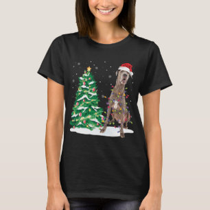 Santa Great Dane Dog Christmas Tree Light Funny Xm T-Shirt
