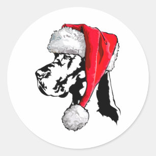 Santa Great Dane Dog Christmas Wilsigns Classic Round Sticker