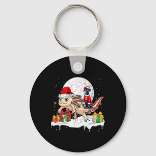 Santa Great Dane Riding Axolotl Christmas Owner Ki Keychain