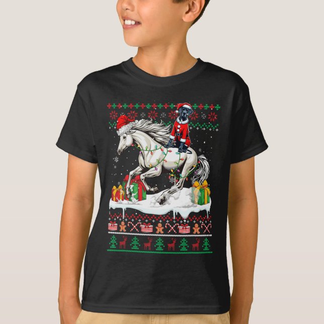 Santa Great Dane Riding Horse Christmas Sweater Lo (Front)