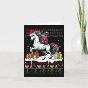 Santa Great Dane Riding Unicorn Christmas Sweater Card