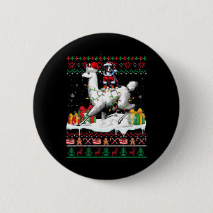 Santa Greater Swiss Mountain Riding Llama Christma 2 Inch Round Button