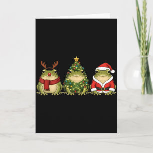 Santa Green Frog Christmas Tree Frog Lover Animal  Card