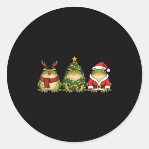 Santa Green Frog Christmas Tree Frog Lover Animal Classic Round Sticker
