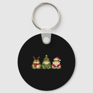 Santa Green Frog Christmas Tree Frog Lover Animal Keychain
