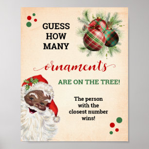 Santa Guess How Many Ornaments Game Christmas Sign