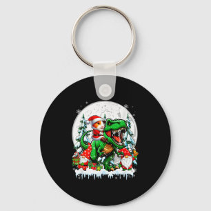 Santa Guinea G Riding T-rex Gnomes Christmas Trees Keychain