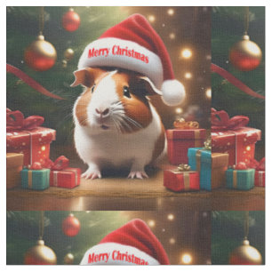 Santa Guinea Pig Merry Christmas, Fabric