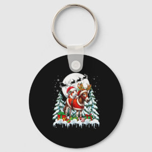 Santa Guinea Pig Riding Reindeer Donkey Christmas Keychain