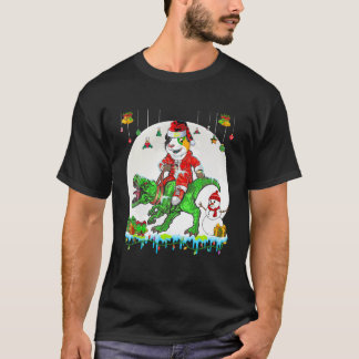 Santa Guinea Pig Riding T Rex Christmas Lights Sno T-Shirt