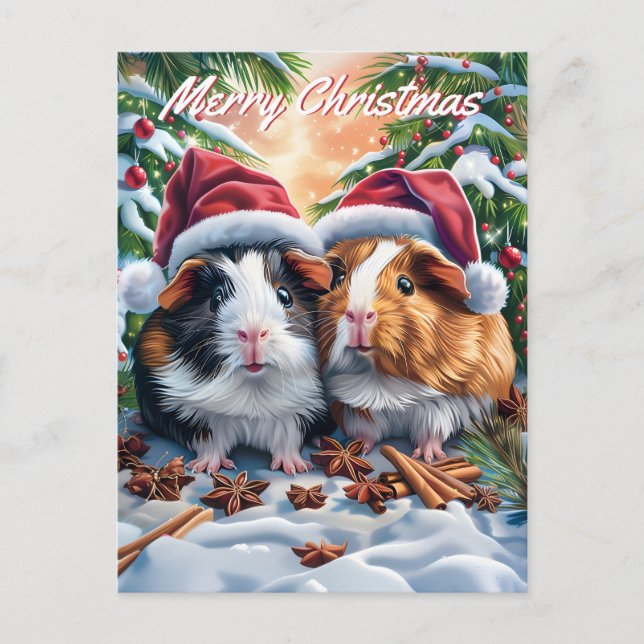 Santa Guinea Pigs Christmas Holiday Postcard (Front)