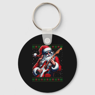 Santa Guitar Musician Guitarist Ugly Christmas Swe Keychain