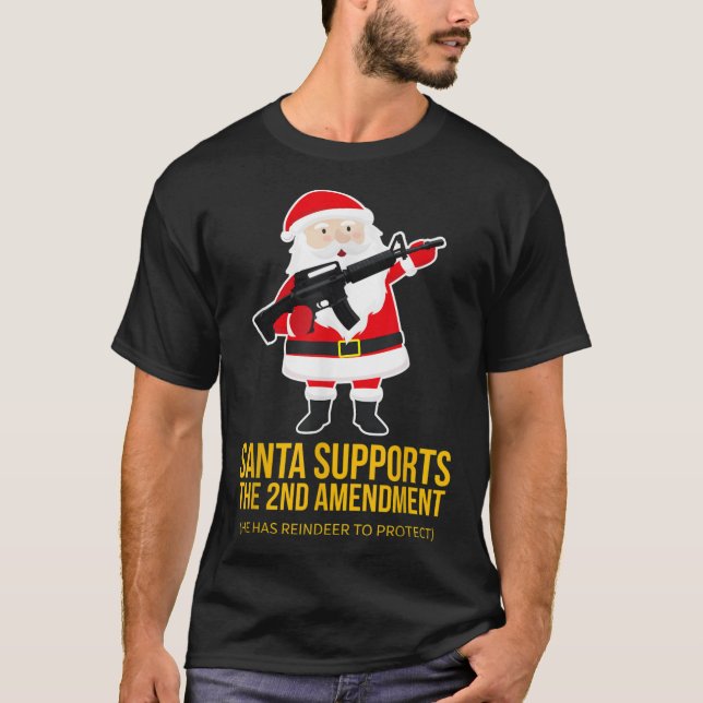 Santa Gun 2nd Amendment Christmas T-Shirt (Front)