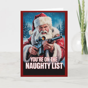 Santa Gun Naughty List Second Amendment Christmas Card