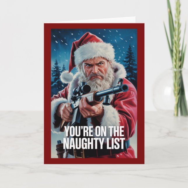 Santa Gun Naughty List Second Amendment Custom Card (Front)