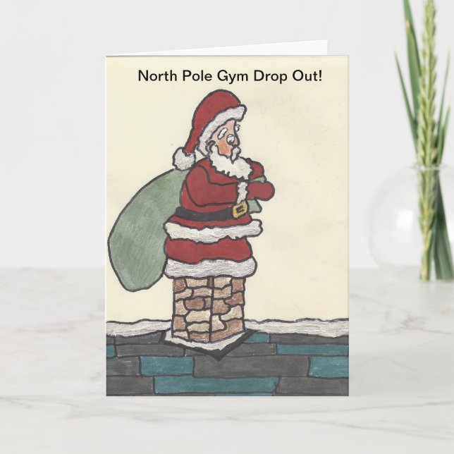 Santa Gym Drop Out Christmas Card (Front)