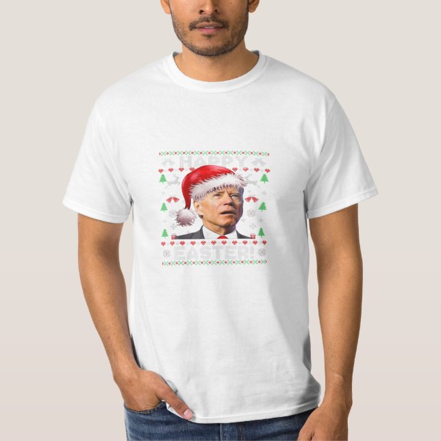 Santa Happy Easter Ugly T-Shirt (Front)