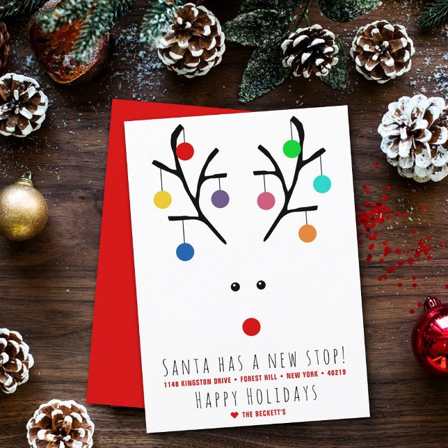 Santa Has A New Stop! Modern Moving Holiday Card (Creator Uploaded)