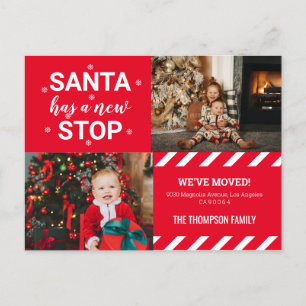 Santa has a new Stop We've Moved Photo Moving Announcement Postcard