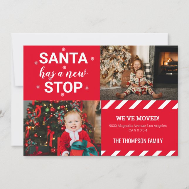 Santa has a new Stop We've Moved Photo Moving Holiday Card (Front)