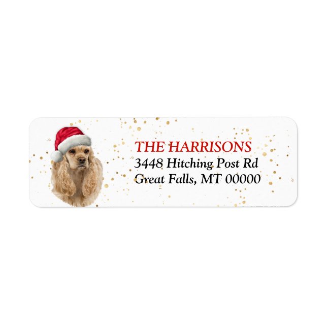 Santa Hat American Cocker Spaniel Adresse de retou (Devant)
