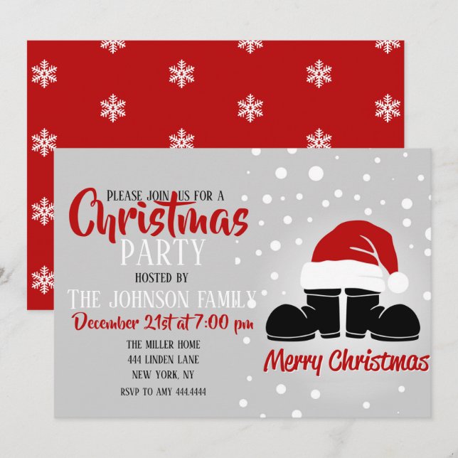Santa hat and boots        invitation (Front/Back)