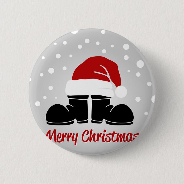 Santa hat and bootsb 2 inch round button (Front)