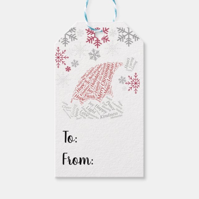 Santa Hat and snowflakes gift tag (Front)