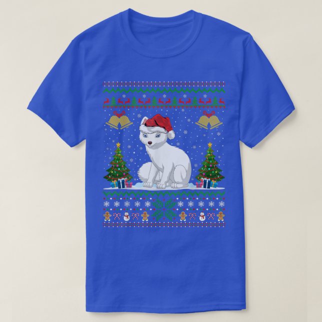 Santa Hat Arctic Fo Xmas Lighting Ugly Arctic Fo C T-Shirt (Design Front)